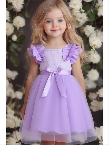 Toddler Tutu Dress Girls Tulle Ruffle Bowknot Dresses Wedding Birthday Party Formal Princess Dress in Saudi Arabia