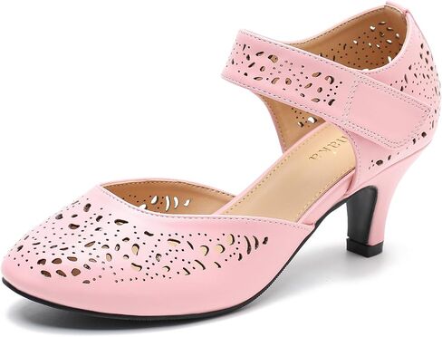 Women's Vintage Mary Janes Shoes Comfortable Oxford Cutout Low Kitten Heels Closed Toe Dressy Office Work Pumps in Saudi Arabia