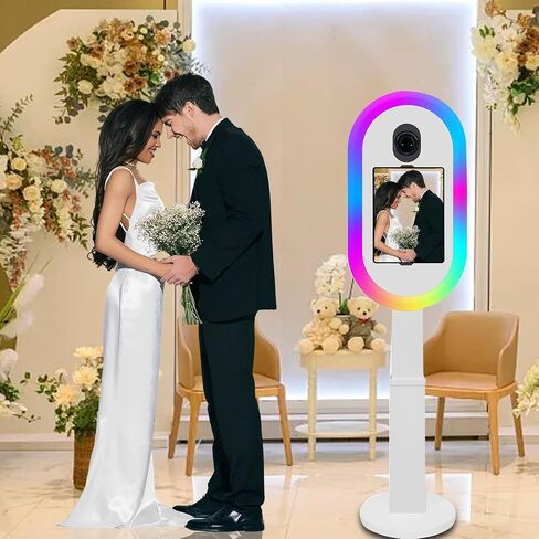 Portable Photo Booth for iPad 10.2 10.9 11 12.9 Inch Support Multiple Camera Models, 2 in 1 Stand for iPad Photo Booth with Airplane Case for Party Wedding. (White, Full Set) in Saudi Arabia