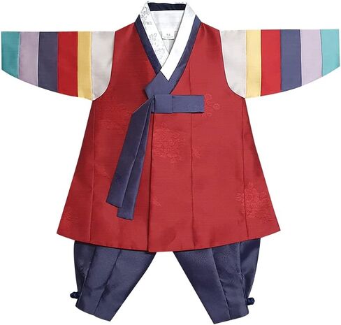 Mutil Colored Sleeves Boy Hanbok for 100days~10y/o 3 Colors Korean Traditional Dress Baby Boy Kids Hanbok in Kuwait