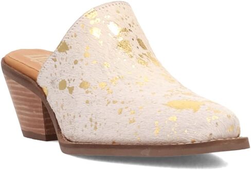 Dingo Womens Cash Cow Round Toe Slip on Mule أحذية غير رسمية منتصف الكعب 2-3 " - الذهب in Saudi Arabia