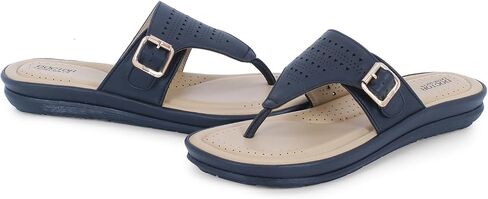 Womens Flat Memory Foam Slippers/Flip-Flops Fashion Stylish Casual Comfortable Diabetic Orthopedic Lightweight Synthetic Slip-on Sandals with Adjustable Buckle for Girls/Ladies D-609 in Saudi Arabia