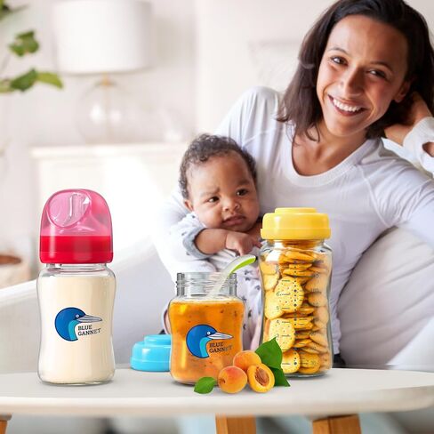 Multipurpose Anti-Colic Glass Baby Bottles with Slow Flow and Natural Flow Nipples, Breast Milk Collection and Storage Bottles, Wide-Neck Breast Pumps Compatible, 6-Pack (8oz) in Saudi Arabia