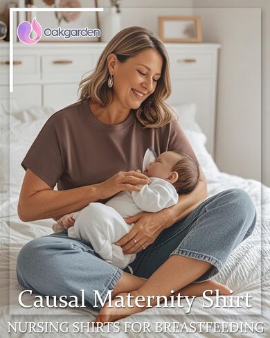 4 Pack Women's Nursing Breastfeeding Shirts with Zipper Loose Fit Short Sleeve Maternity Top Nursing Clothes in Kuwait