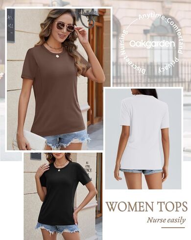4 Pack Women's Nursing Breastfeeding Shirts with Zipper Loose Fit Short Sleeve Maternity Top Nursing Clothes in Kuwait