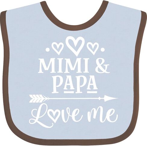 inktastic Mimi and Papa Love Me for Grandchild Baby Bib in Saudi Arabia