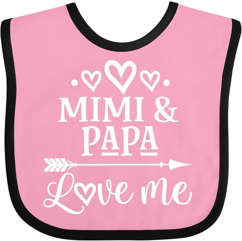 inktastic Mimi and Papa Love Me for Grandchild Baby Bib in Saudi Arabia