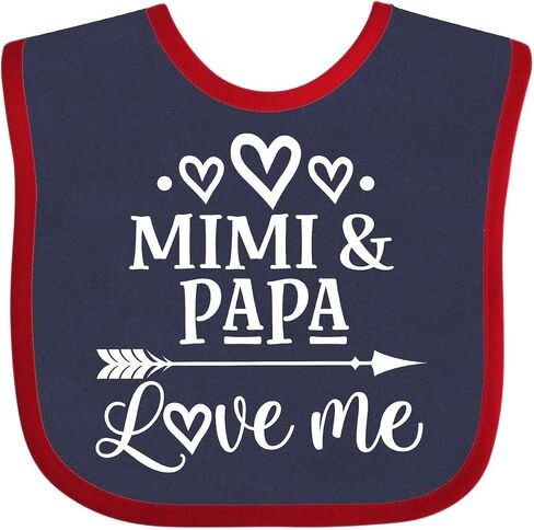 inktastic Mimi and Papa Love Me for Grandchild Baby Bib in Saudi Arabia