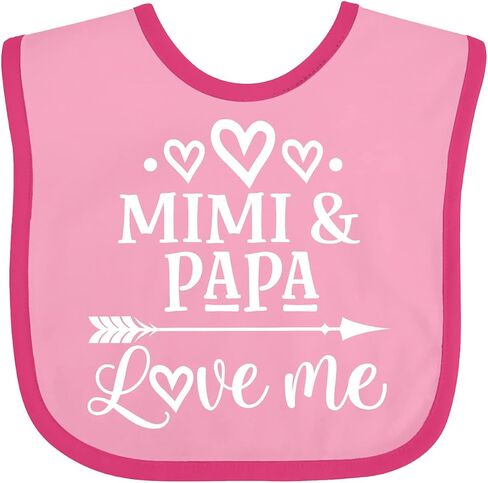 inktastic Mimi and Papa Love Me for Grandchild Baby Bib in Saudi Arabia