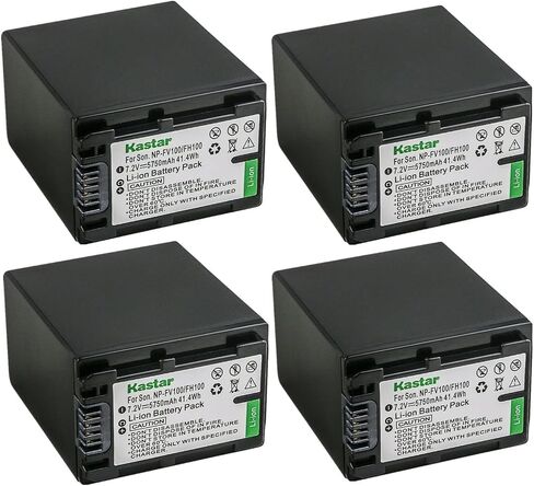 Kastar 4-Pack NP-FV100 Battery 7.2V 5750mAh Replacement for Sony HDR-CX115, HDR-CX116, HDR-CX130, HDR-CX150, HDR-CX155, HDR-CX160, HDR-CX180, HDR-CX190, HDR-CX200, HDR-CX210, HDR-CX220 Camcorder in Saudi Arabia