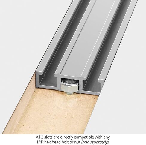 Woodpeckers Dual Purpose T-Track, 48 Inch, 3 Slot, Aluminum, USA Made, Universal Multi T Track for Woodworking, Hex Nuts, Hex Bolts - DPTRACK48 in Saudi Arabia