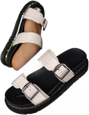 Women's Fashionable Solid PU Leather Sandals Platform Slides Casual Comfortable Slippers for Women Summer Lightweight Breathable Shoes for Daily Wear No Slip Chunky Sole Summer Beach Vacation in Saudi Arabia