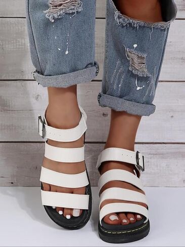 Women's Fashionable Solid PU Leather Sandals Platform Slides Casual Comfortable Slippers for Women Summer Lightweight Breathable Shoes for Daily Wear No Slip Chunky Sole Summer Beach Vacation in Saudi Arabia