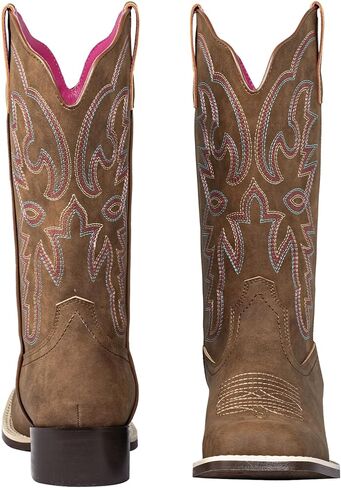 Shesole Women's Fashion Wide Square Toe Western Cowgirl Boots Boots Mid Calf مع Danvable Latex Insole Spur Ridge Heel لركوب الخيل Rodeo Country Concert Line Wedding Line in Kuwait