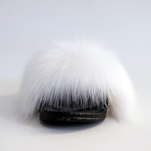 MH Bailment Womens Furry Fluffy Slippers Faux Fur House Slippers Open Toe Fuzzy Slides Soft Flat Slip On Sandals for Indoor Outdoor in Kuwait