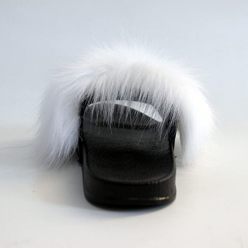 MH Bailment Womens Furry Fluffy Slippers Faux Fur House Slippers Open Toe Fuzzy Slides Soft Flat Slip On Sandals for Indoor Outdoor in Kuwait