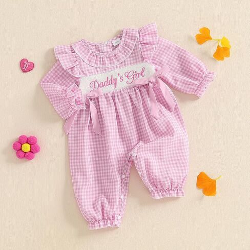Newborn Baby Girl Little Sister Going Coming Home Outfit Ruffle Plaid Romper Cute Jumpsuit Smocked Clothes in Saudi Arabia