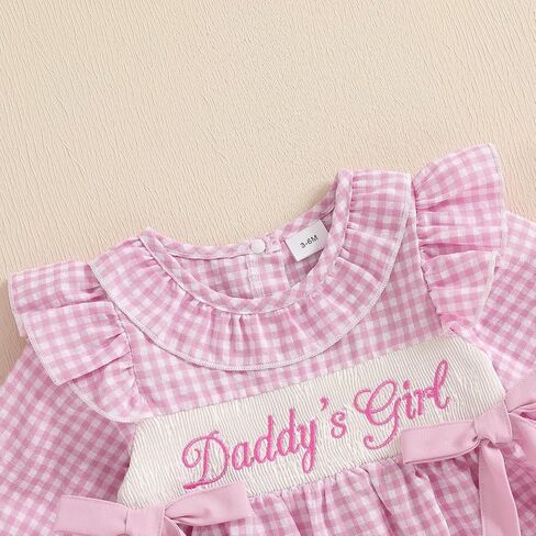 Newborn Baby Girl Little Sister Going Coming Home Outfit Ruffle Plaid Romper Cute Jumpsuit Smocked Clothes in Saudi Arabia