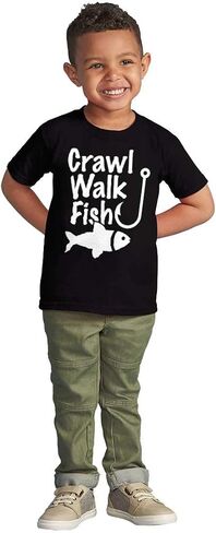 Brisco Brands Crawl Walk Fish Hook Outdoor Lover Toddler Boy Girl T Shirt in Saudi Arabia