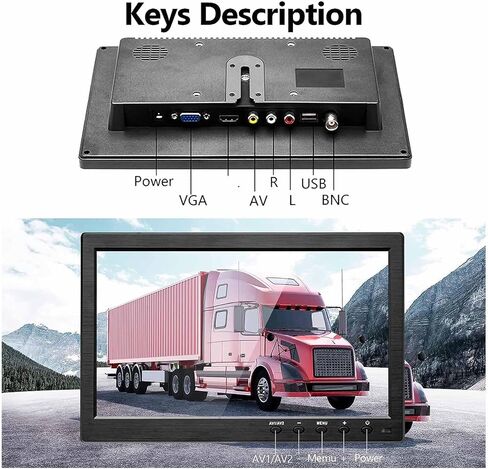 10.1 inch HD Monitor TFT LCD Color Screen, Portable Monitor with VGA BNC AV Ypbpr Input, 1280x800 Resolution, Supports PAL and NTSC Video Formats, Mini and Multifunctional (US in Saudi Arabia