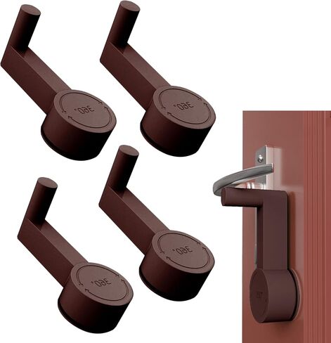 Door Lever Lock，Child Proof Safety locks for doors，Keep Baby Safe, Prevent Pets Open the Doors，Press Rotation Operation (Coffee 4p) in Saudi Arabia