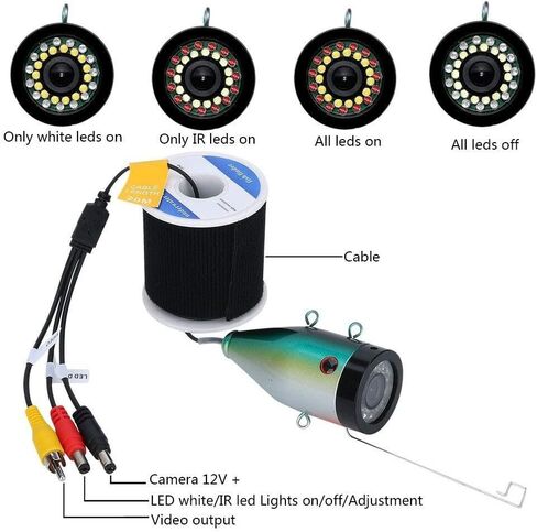 DVR Fish Finder كاميرا الصيد تحت الماء ، شاشة 7 بوصات 1280 × 720 ، كاميرا 1080 بكسل 15M ، تسجيل 16 جيجابايت ، كابل 30M in Kuwait