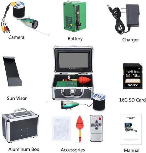 DVR Fish Finder كاميرا الصيد تحت الماء ، شاشة 7 بوصات 1280 × 720 ، كاميرا 1080 بكسل 15M ، تسجيل 16 جيجابايت ، كابل 30M in Kuwait