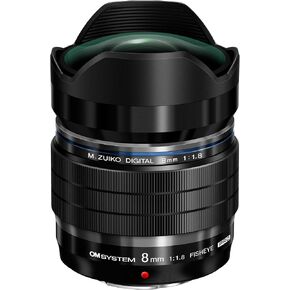 OM SYSTEM M.Zuiko Digital ED 8 mm F1.8 PRO Lens, Fast Fixed Focal Length, Suitable for All MFT Cameras (Olympus OM-D & Pen Models, Panasonic G Series), Black