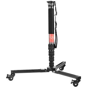SUNWAYFOTO T1A20R + M3250C CF Monopod + Dolly, Heavy Duty Rolling Stand, Aluminum Alloy w Rubber Wheels