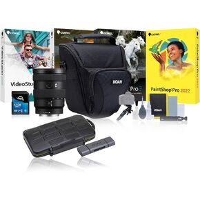 Sony E 16-55mm F2.8 G APS-C Wide-Angle Zoom G Lens for Stunning Landscape and Portrait Photography Bundle with 64GB Memory Card, Editing Software, Camera Case, and Accessories (5 Items)