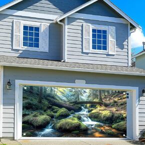 16X7FT Rustic Barn Door Garage Door Decorations, Western Farmhouse Wood Board Door Cover Garage Door Banner for Countryside Wedding Wild West Theme Bday Party Photo Background Photography Backdrop