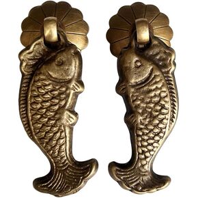 Chinese Style Pull Handles,Vintage Drawer Handles,2Pcs Chinese Style Vintage Furniture Drawer Brass Pulls Handle Jewelry Box Wardrobe Door Small