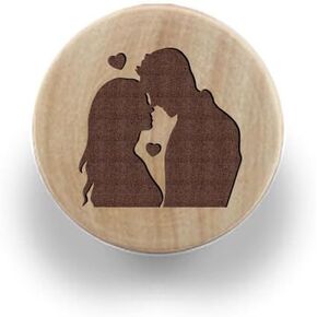 Couple bride and groomWooden Engraved Knob Nursery Drawer Pull Rustic Doorknob Nature Wood Cabinet Furniture Handles - (Color: 4X2.5cm 1pcs)