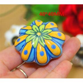 8PCS Kids room Drawer Knob Handle Colorful Pumpkin style Dresser Pull Ceramic Kitchen Cabinet Handle Knob Furniture Hardware - (Color: A7)