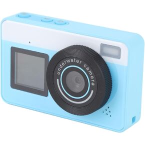 Kids Underwater Camera, IP68 Water Proof Camera for Swimming Snorkeling, 48MP 18X Zoom Digital Camera Dual Screen, for Students, Underwater Enthusiasts, with 32GB Card (Rose) (Blue)