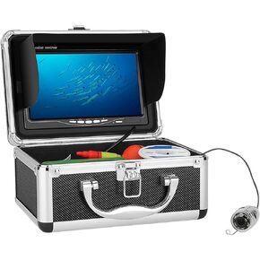 Fish Finder Underwater Fishing Video Camera Kit 6 PCS LED Lights with 7 Inch Color Monitor for ICE Fishing -Fish Finder(White LED 50M Cable)
