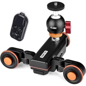 YLU 3-Wheels Camera Dolly Motorized,3-Speed Adjustable Camera Slider with Remote and Phone Holder. 360° Panoramic Shooting for DSLR Camera Gopro Smartphone
