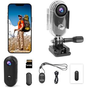 Li & Lu 4K Thumb Action Camera ، كاميرات الفيديو الرياضية والأفعال المحمولة (مع 64 غرام ، أسود)