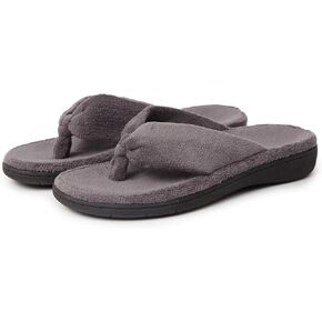 Thong Spa Slippers for Women with Arch Support Flip Flop House Sandal Slippers Soft & Comfortable Coral Velvet Durable Rubber Outsoles for Indoor and Outdoor All Days Wear Black Grey US6-US11 in Kuwait