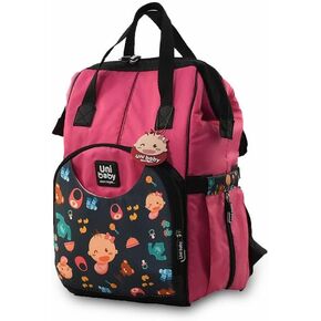 Uni Baby Diaper Bag, Mommy and Baby Stuff Backpack with Fun Prints, Pink and Black (Blue)