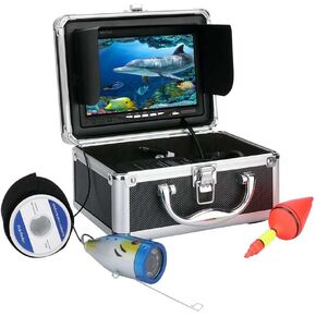 Portable Underwater Fishing Camera DVR, Video Fish Finder with 9" HD LCD Monitor 1080P Camera, for Ice Lake Boat Fishing 24pcs Infrared and Cool LED Lights (30M Cable)