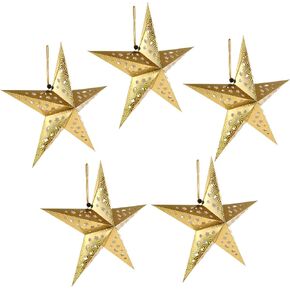 DOITOOL Decorative Lamp Shades Paper Star Light Gold Ceiling Decor Star Lamp for Wedding Birthday Decorations Random
