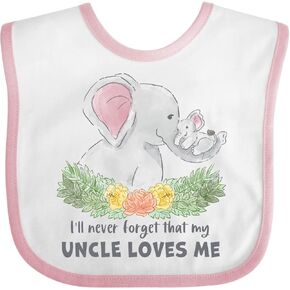 inktastic I'll Never Forget That My Uncle Loves Me Cute Elephants Baby Bib