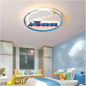 Blue Train Ceiling Lights LED Children's Room Lamp Round Train Lamp Bedroom Ceiling Lamps,Crystal Chandelier