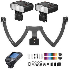 Godox MF12-K2 2PCS Macro Flash, MF12-K2 2.4G 12W TTL Macro Flash Mini Speedlite 2-Light Kit with Xproii-N for Nikon Camera for Macro Photography
