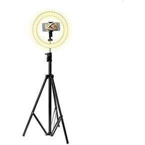 Selfie Ring Light, Desktop Circle Lamp with Tripod Stand and Phone Holder, for YouTube, Selfie, Facetime, Makeup, Shooting