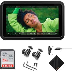 Atomos Shinobi II 5.2" HDMI Monitor with HDR Touchscreen Display | Leightweight Monitor with 32GB Ultra UHS-I SDHC Memory Card & Camera Hot Shoe Mount Advanced Bundle Set