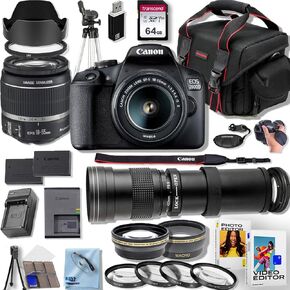 CANON EOS 2000D/Rebel T7 DSLR Camera with EF-S 18-55MM F/3.5-5.6 IS II+420-800mm f/8.3 HD Telephoto Zoom Lenses with T Mount+50'' Tripod+Deluxe Accessory Bundle (Renewed)