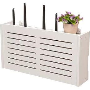 Router Shelf Wall Mount WiFi Router Storage Box, Wall-Mounted Router Rack Bracket, Window-Shades Floating Wall Shelf, WiFi Storage Box, Power Strip Protector Hider, 38x20cm