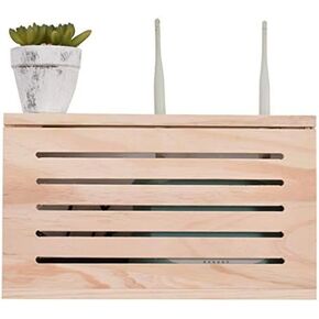 Router Storage Box,Box Wall Mount WiFi Router Stand Storage Wall-Mounted Shelf Bracket Shelf Bracket for Tv Accessories WiFi Router Tv Box Set Top Box Box/Natural/42 * 11 * 23.5Cm